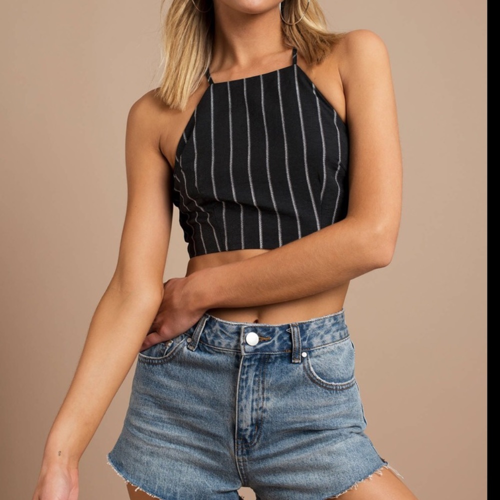 Striped Knotted Crop Top
